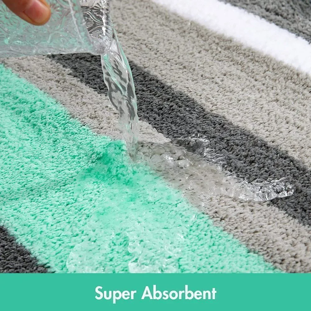 CORRECTION- mint sections are lavender, not mint. Microfiber Bathroom Bath Mat